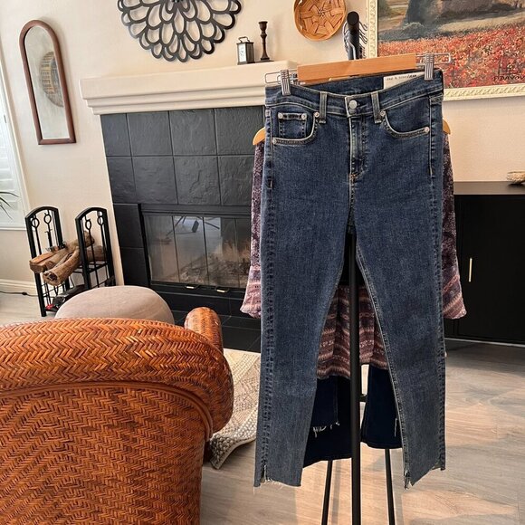 Rag & Bone Jeans Womens Size 26 Ankle Skinny in Clean Commodore Raw Hem & Slit - Picture 16 of 16
